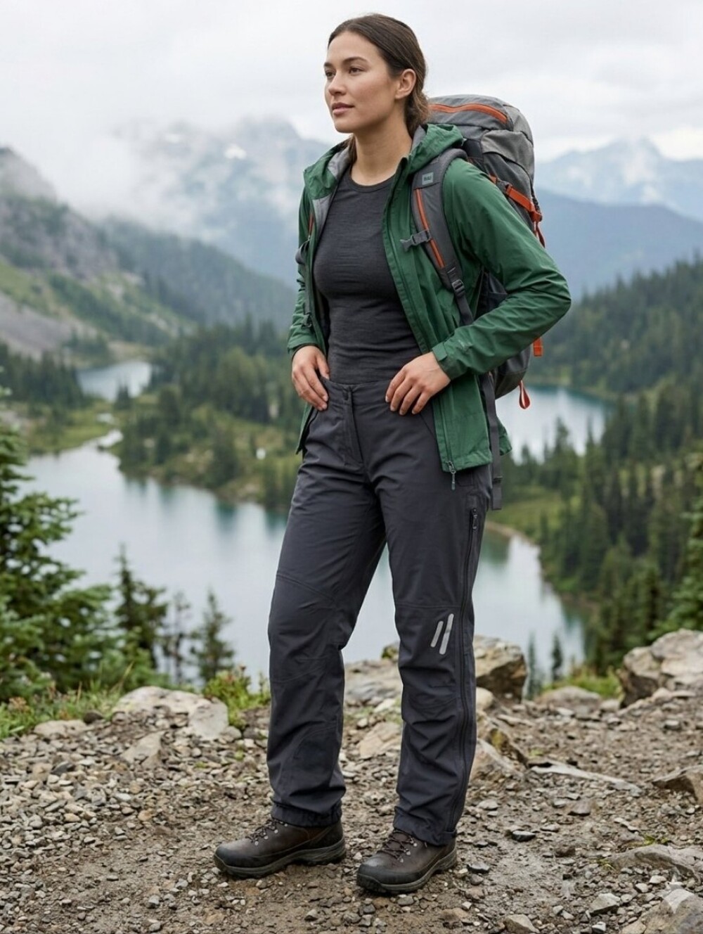 MEC Women's Waterproof Rain Shell Pants - Charcoal Grey / Black Size 8